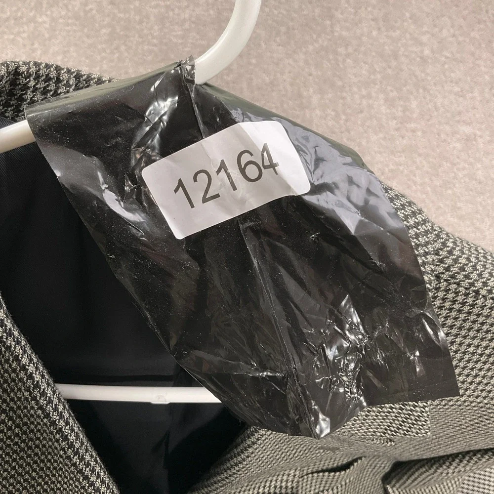 Stafford Blazer Mens 40R Black Gray Houndstooth‎ 2 Button Wool Jacket Sport Coat